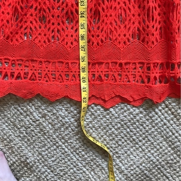 Boo Hoo orange corded lace panel crochet skater dress. Size 6. - Picture 8 of 10